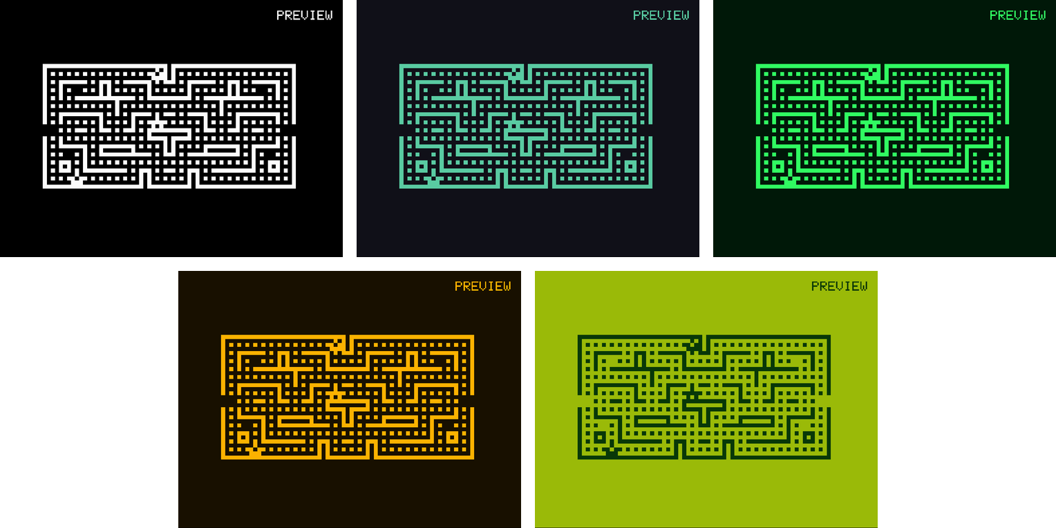 The same game shown in each of the five color themes